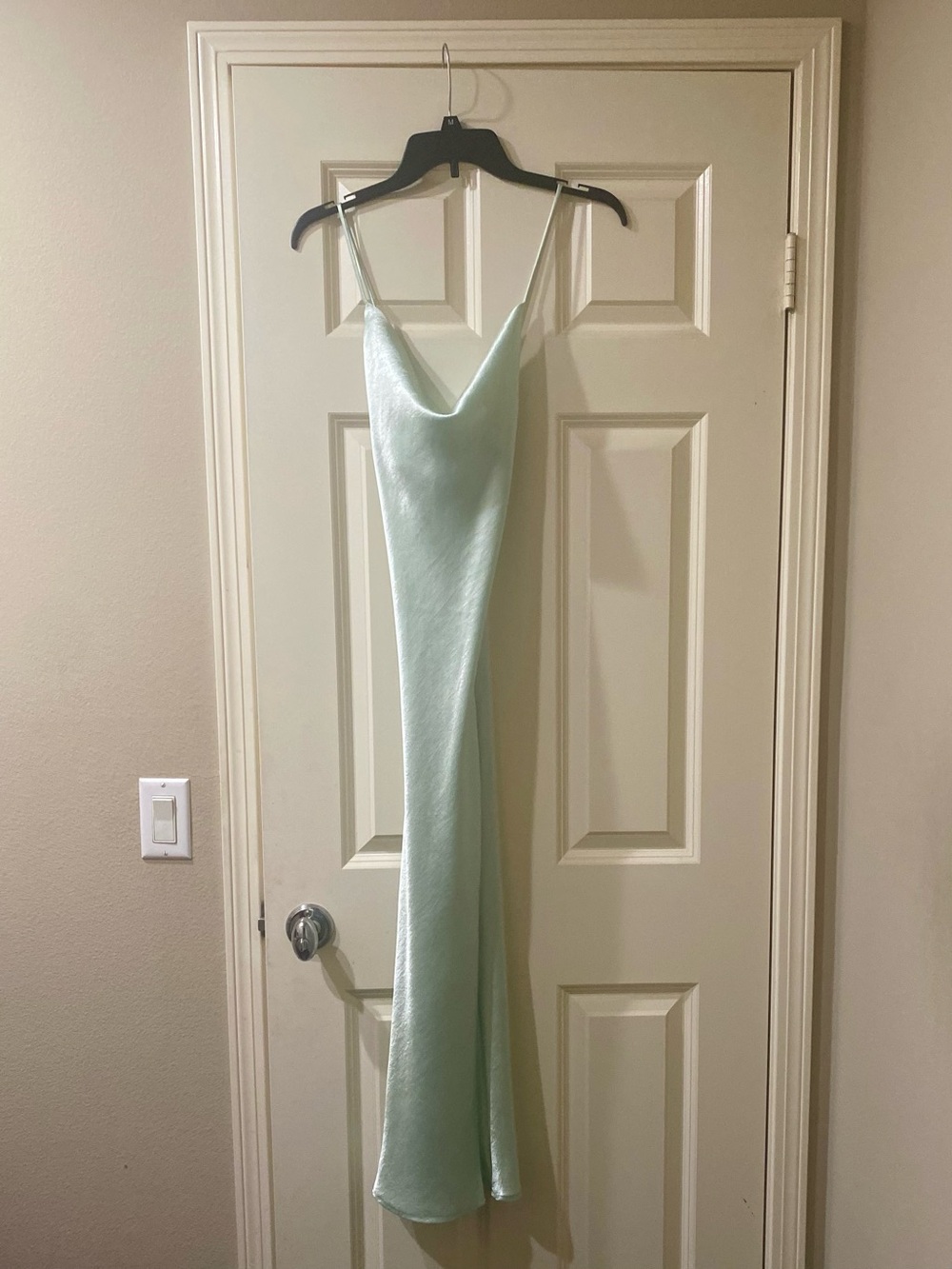 Light Green Slip Dress with Cowl Neck